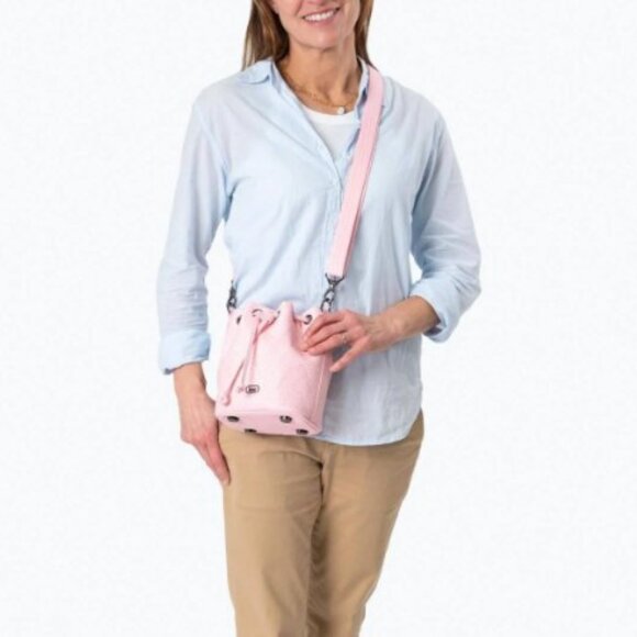 Lug Whirlybird Satin Luxe VL Crossbody Bag Bubble Pink Pastel Pink Bucket Bag - Picture 6 of 14